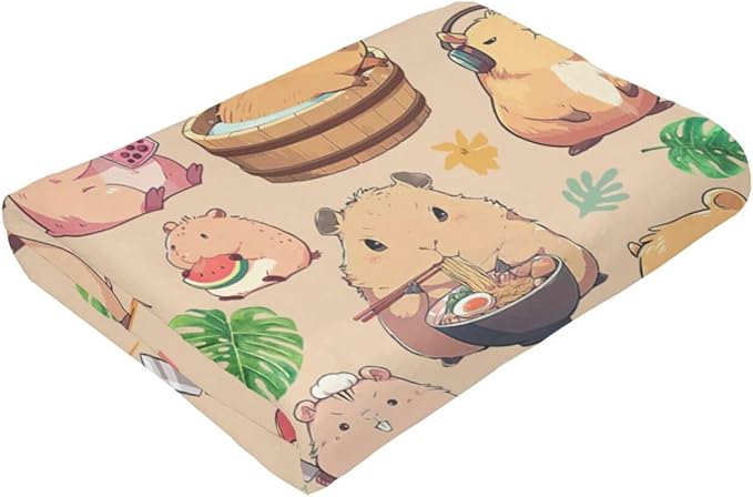 Capybara Gifts Blanket Bed Throw Blanket Soft Lightweight Cozy Warm Blankets for Kids Teens Men Women