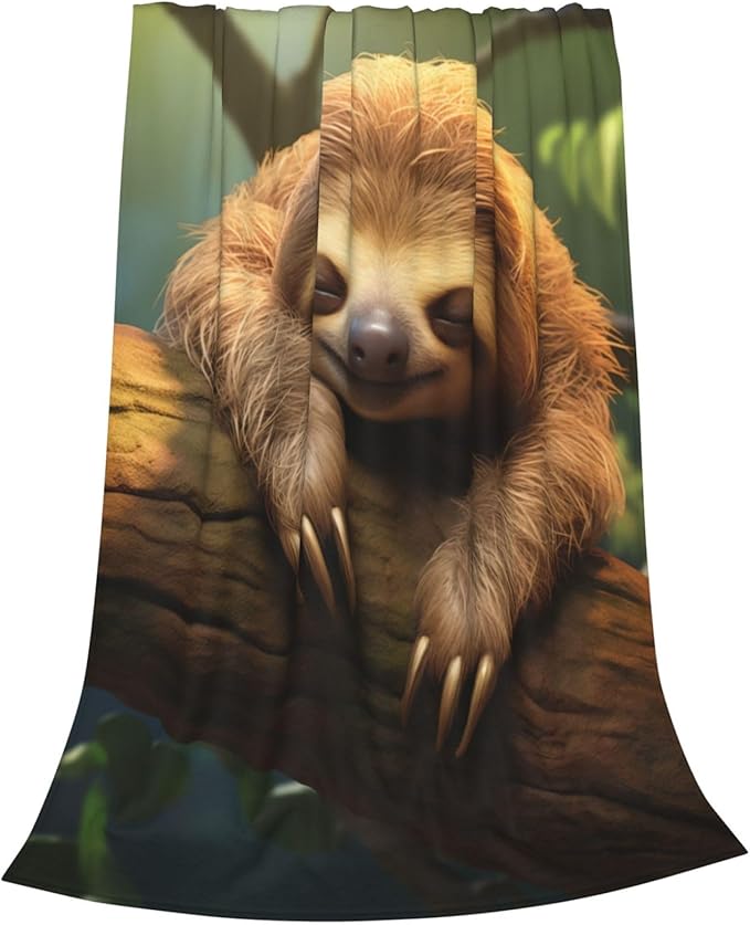 Cute Asleep Sloth Blanket Gifts for Kids Adults Women Flannel Throw Blankets for Home Couch Bed Sofa Soft Fuzzy Lightweight Decor All Season 50x40 Inches