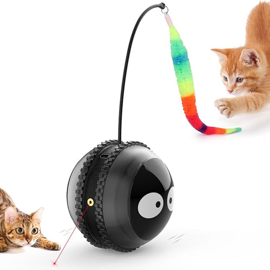 Cat Toys for Indoor Cats, Innovative Interactive Cat Toy Ball with Bird Chirping, USB Rechargeable Automatic Exercise Rolling Cat Toy for Bored Indoor Adult Cats Kittens, Black