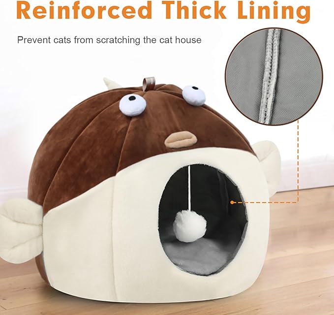 Vanansa Cat Bed for Indoor Cats, Soft Premium Pet Bed, Available in All Seasons,No Deformation, Anti-Slip Bottom, Great Medium Cat Houses for Indoor Cats, Roomy Cat Tent for Indoor Cats(L, 18" x 15")