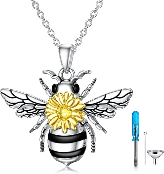 Animal Crystal Urn Necklace For Ashes Sterling Silver Butterfly Dragonfly Bee Phoenix Peacock Hummingbird Fox Angel Wing Pentagram Pentacle Cremation Necklace Heart Teardrop Urn Holder Necklaces For Women Memorial Jewelry