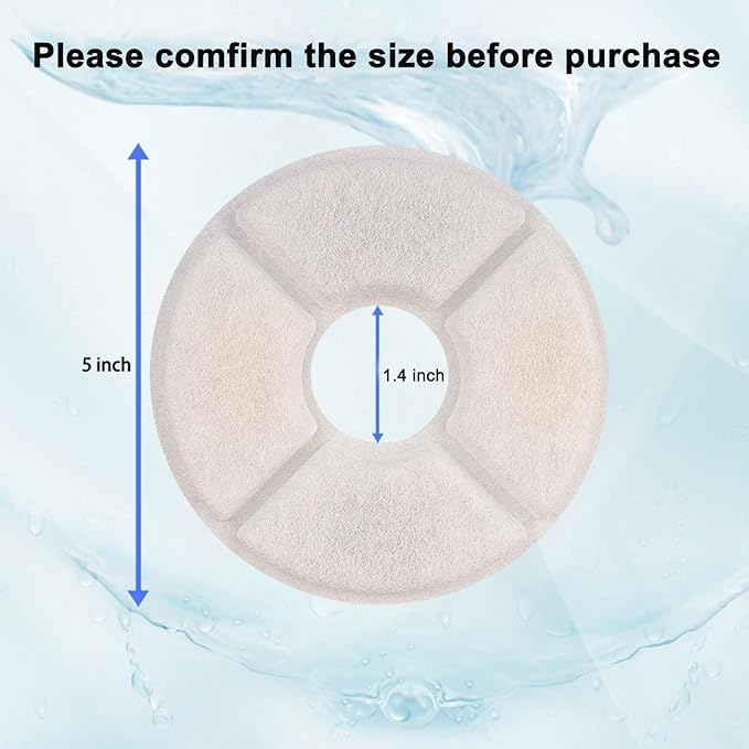 12/16 Pack Cat Water Fountain Filters, Cirfifth Triple Filtration System Pet Cat Fountain Filter Replacement for 84oz/2.5L Automatic Cat Fountain (12 Pack)