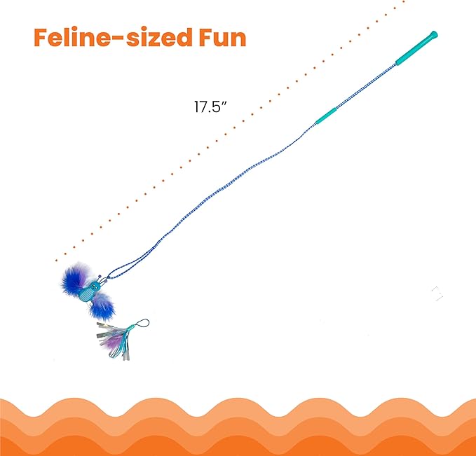 Catstages Tail Teaser Air Prey Play Wand with Catnip Toy Attachments Interactive Cat Wand