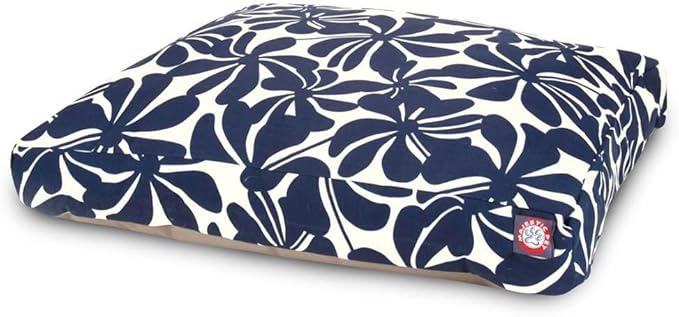 Navy Blue Plantation Medium Rectangle Indoor Outdoor Pet Dog Bed With Removable Washable Cover By Majestic Pet Products