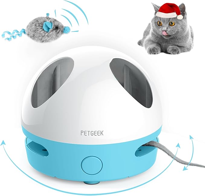 PETGEEK Interactive Cat Toy, Hide Mouse Cat Toy with Squeaky Mouse, Electronic Automatic Cat Toys with Catnip Filled Hidey Mouse, Best Gift for Birthday, Thanksgiving, Christmas, New Year