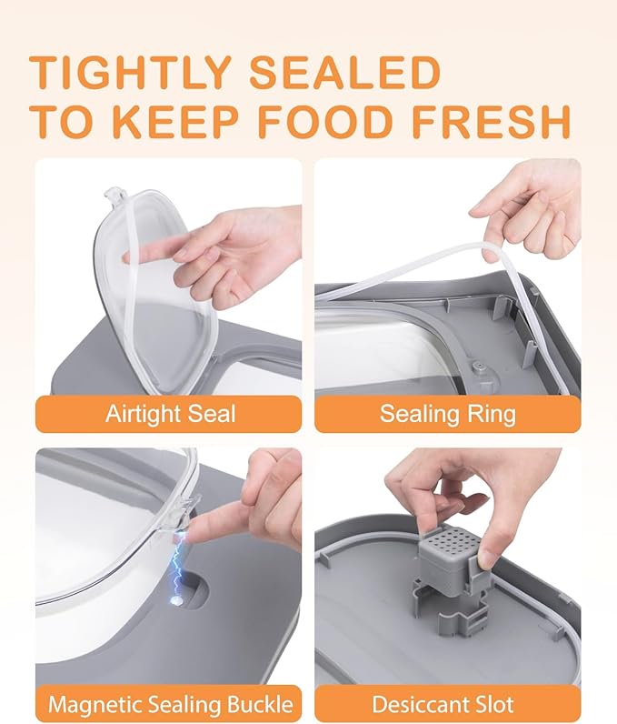 10-13 Lbs Dog Food Stroage Container, Collapsible Dog Food Containers with Airtight Lid, Pet Food Scoop and Silicone Dog Bowl, Pet Food Storage Container Dry Food for Dog, Cat and Other Pets