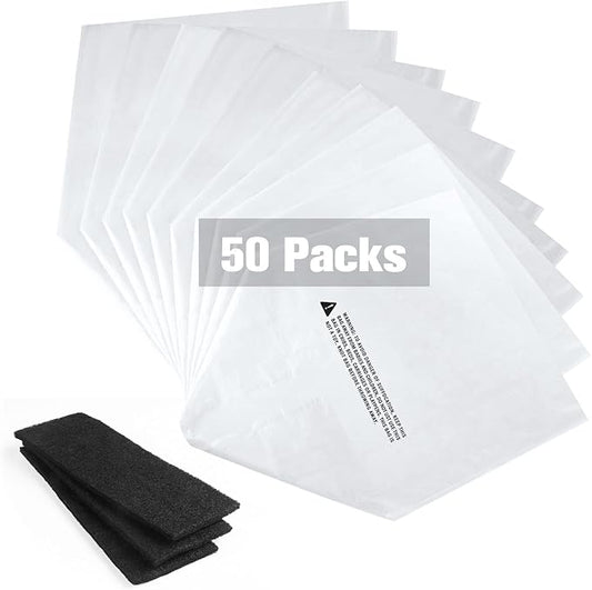 50 Pack Cat R-obot Litter bags for Litter Box Robot 4&3 Waste Bags with 3 Pack Filters, Durable Cat Litter Box Robot Bags Liners Replacement Cat Pan Waste Bin, 9-11 Gallons