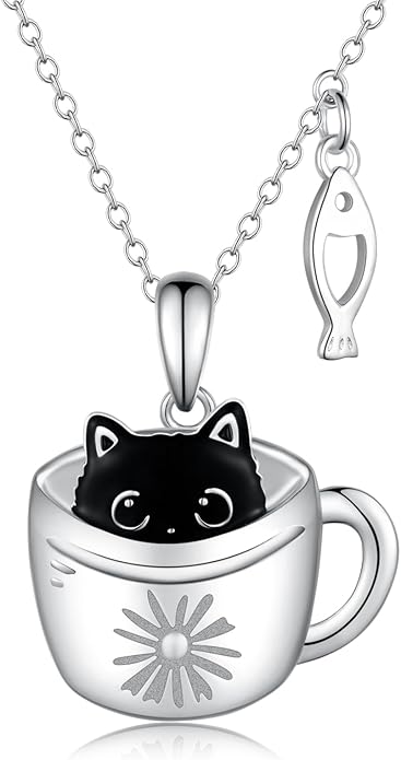 Black Cat/Pug/Boston Terrier/Capybara/Yorkie/Beagle/Maltese/Corgi Necklace 925 Sterling Silver Cute Animal Jewelry for Women