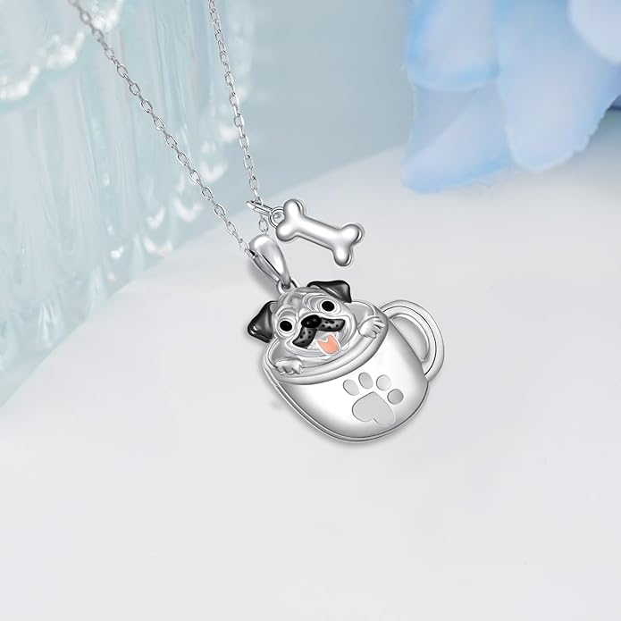 Black Cat/Pug/Boston Terrier/Capybara/Yorkie/Beagle/Maltese/Corgi Necklace 925 Sterling Silver Cute Animal Jewelry for Women