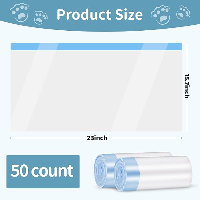 50 PCS Self Cleaning Cat Litter Box，Drawstring Cat Litter Box Liners，Scoop Free Automatic Cat Litter Box Extra Large Litter Box measures 23" x 15.7"