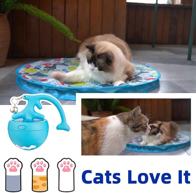 Interactive Cat Toy, Electric Hunting Toys for Bored Indoor Cats, Motion Activated Fast Moving Ball Rolling in Cat Play Mat, Hide and Seek Kitten Toy