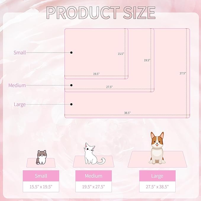 DELIFUR Cat Cooling Mat- Pet Cooling Mat Outdoor for Dogs Self Cooling Pad for Cat Puppy Small Dog Machine Washable (Medium, Pink Bunny)