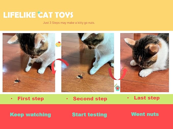 Cat Insect Feather Toys Replacement - 2 Pcs Handmade Natural Flies - Cat Toy Wand Refills - Interactive Kitten Teaser Wand Attachments - Cat Toys for Indoor Cats Play