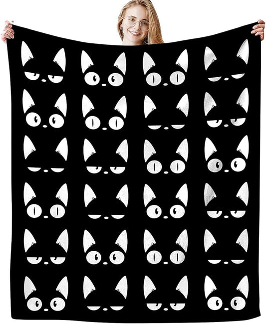 Cat Blanket Soft Cozy Warmth Flanne Cat Throw Blankets Bedding Decor for Cat Lovers Kids Girls Women Adults 50"x40"