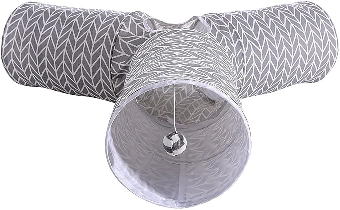 Cat Tunnel,Cat Tunnel for Indoor Cat, Kitten Toys Collapsible 3 Ways Play Toy, Pet Tube Hideaway Tunnel with Ball for Cats Rabbits Kittens (Gray Arrow)