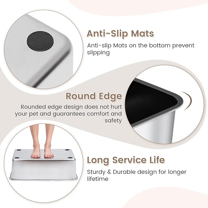 2 Pack 23.6"x16"x 8" Coated Extra Large Stainless Steel Litter Box, XL Metal Litter Box for Big & Multiple Cats, Non Stick Easy Cleaning Stainless Steel Cat Litter Pan Tray with Dual Filter Pedal