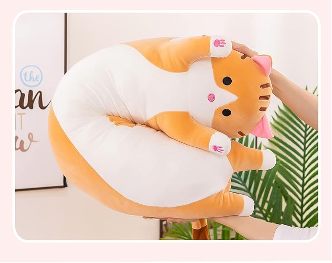 Long Cat Plush Soft Long Cat Stuffed Animals, Long Cat Pillow Kitten Stuffed Animal Cotton Gift for Kids Girlfriend(130cm, Yellow)