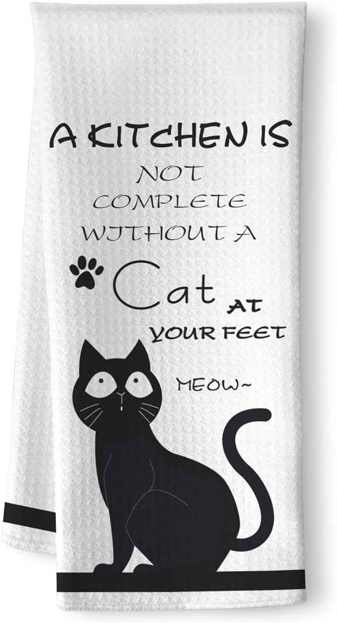 Cat Kitchen Accessories,Cat Kitchen Towels,Cat Towels,Cat Dish Towels,Cat Hand Towels,Black Cat Decor,Crazy Cat Lady Gifts,Cat Gifts for Women,Black Cat Gifts for Women,Gifts for Cat Lovers for Women