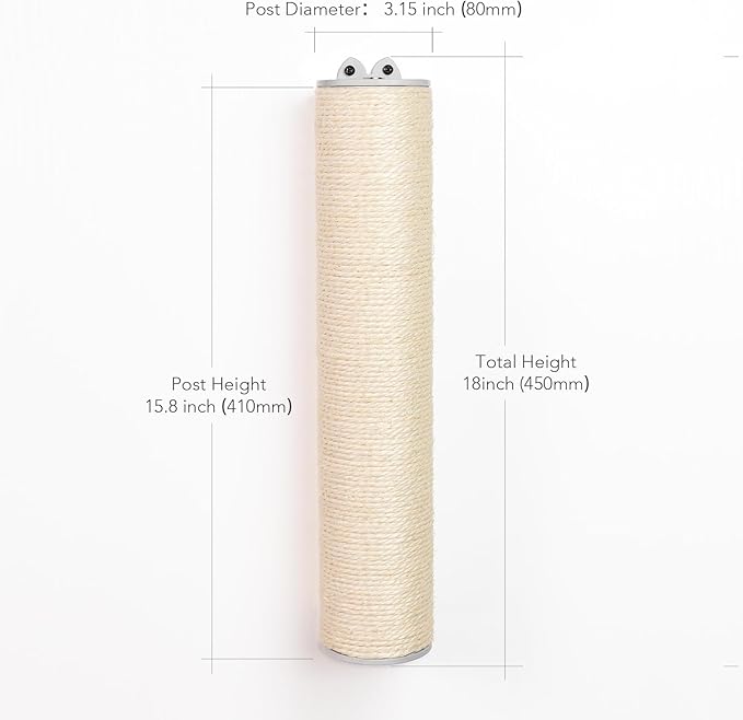 Sisal Rope Sturdy Cat Scratching Post - Wall Scratchers for Indoor Cats, 1 Tie Vertical Cat Climbing Pole, Cat Wall Furniture