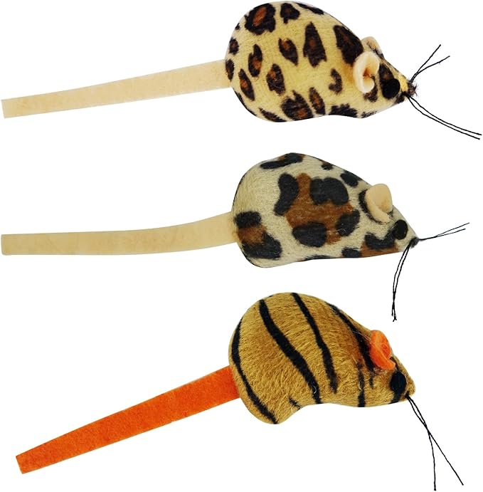 3PCS Cat Toys Mice with Catnip Matatabi Silvervine Powder,Interactive Catch Play Mouse Toy for Indoor Cats,Kittens