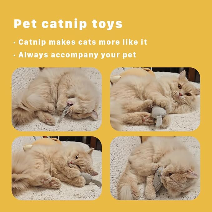 Catnip chew Toy, Cartoon Mouse cat chew Toy with Catnip, 5 Pieces, Cats and Kittens