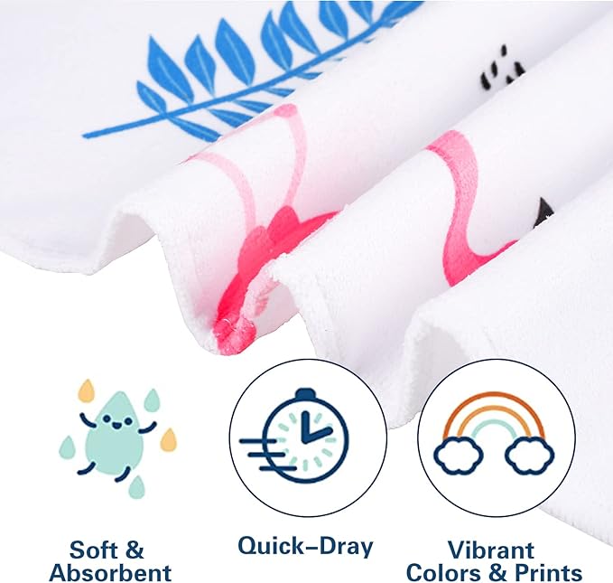 LIVILAN Flamingo Beach Towel, 30" x 60" Oversized, Lightweight Microfiber, Quick Dry, Sand Free, Perfect for Pool, Swim, Bath, Cute White Chalk Paint Design, Ideal Flamingo Gifts