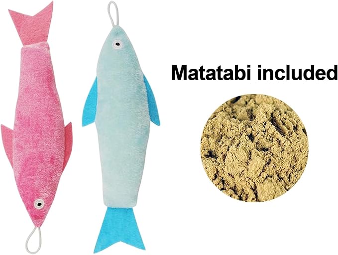Catnip Matatabi Toys for Cats & Kittens,Cat Toys for Indoor Cats，Cat Kicker Toy（Fish*2）