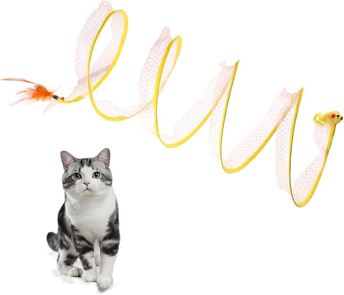 Folded Cat Tunnel, Large Size Portable Cat Toy Spiral Tunnel Cat Toy Tunnels for Indoor Cats Decompression Interactive Cat Springs Toys