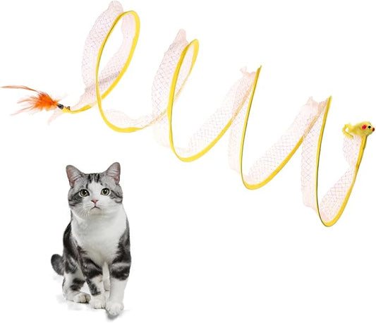 Folded Cat Tunnel, Large Size Portable Cat Toy Spiral Tunnel Cat Toy Tunnels for Indoor Cats Decompression Interactive Cat Springs Toys