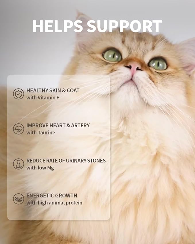 Freeze-Dried Cat Food, 97% Raw Meat 60% High Protein, Grain-Free Cat Food Topper, Health Dry Cat Food (Poultry Recipe - 2.1 Ounce)