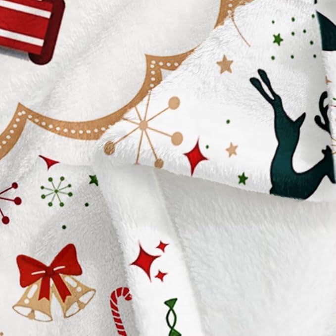 Christmas Blanket Santa Claus Deer Flannel Throw Blanket Soft Plush Snowman Blanket for Couch Sofa Bed Merry Christmas Home Decor 50x60”