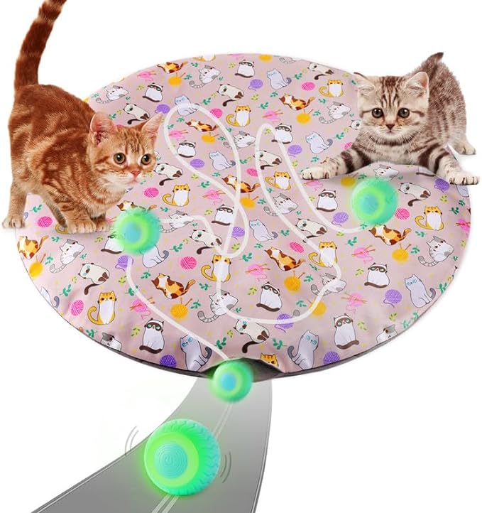 Interactive Cat Toy for Indoor Cats Electronic Rolling Ball Toy Rechargeable Kittens Toy Hide and Seek Mouse Catching Game(Dark Brown Bag)