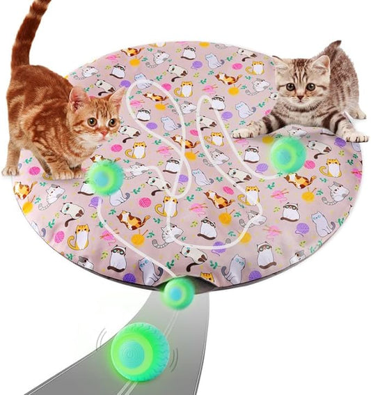 Interactive Cat Toy for Indoor Cats Electronic Rolling Ball Toy Rechargeable Kittens Toy Hide and Seek Mouse Catching Game(Dark Brown Bag)