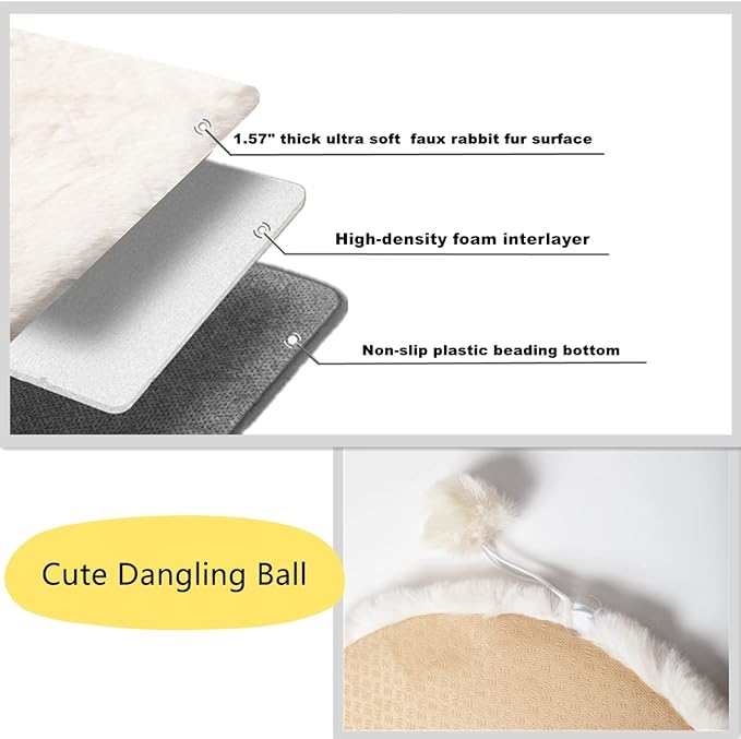 SHENGOCASE 2-Pack 10.6"x10.6" Square Faux Rabbit Fur Cat Dog Bed Cushion Pad Mat, Cat Tree Tower Replacement Cushion Pad, Pad for Window Perch, Cat Dog Carrier House Cage Crate Kennel Furniture