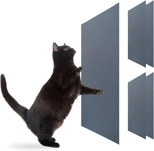 Cat Scratch Mat (Dark Grey, 5-Pack, 9.8''*18.8''), Furniture Protector from Cats Scratching, Strong Self-Adhesive Backing for Easy and Sturdy Application, Versatile for Cat Trees, Posts, and Beds