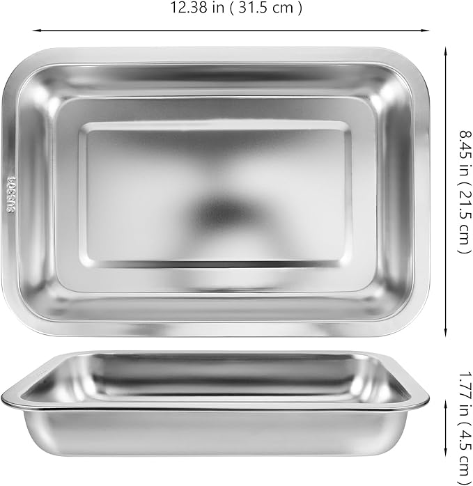 Balacoo Stainless Steel Cat Litter Box- Low Entry Litter Box for Small Cats Hamster Rabbits, Small Open Nonstick Metal Kitten Litter Tray, 31.50X21.50X4.50CM, Silver