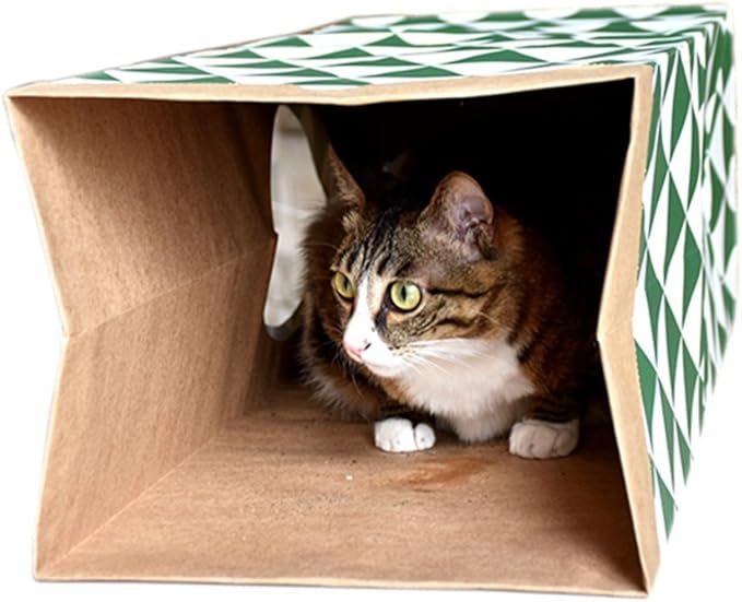 Cat Paper Bag Tunnel Toy Collapsible Tunnel for Rabbits, Kittens, Ferrets, Pet Paper House