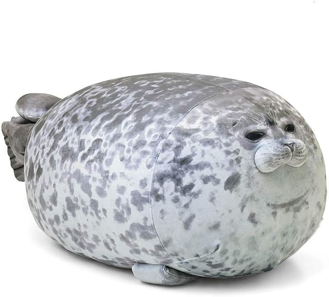EHOTONG Cute Blob Seal Pillow, Chubby Seal Plush Hug Pillow Soft Stuffed Animal Toy (Gray,24")