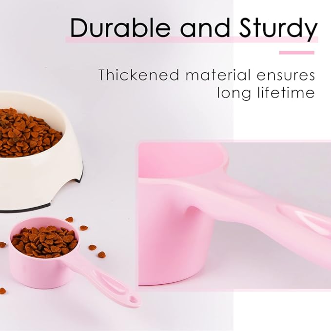 SUPERDESIGN 1 Cup Dog Food Scoop for Container Melamine Measuring Scoop for Dogs Cats Birds and Rabbits Pet Food Feeding Scoop Dishwasher Safe - Baby Pink