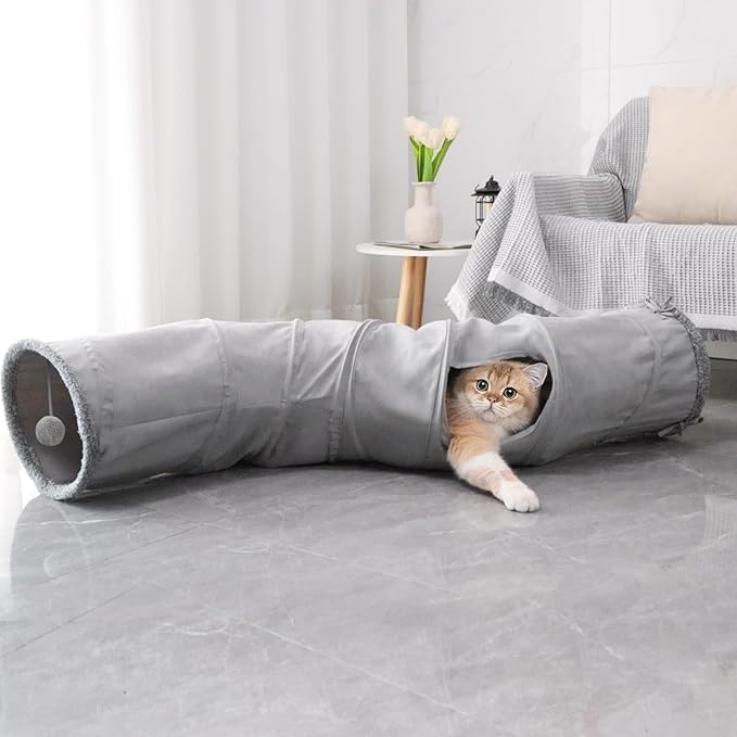 Cat Tunnel, Indoor Cat Toy, Roller Track Cat Toy, Collapsible S-Shaped Play Tube, 10.5 Inch Diameter Maze Cat House for Cats, Puppies, Rabbits, Ferrets, Cat Toy Set