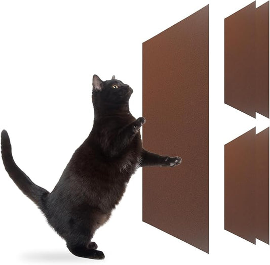 Cat Scratch Mat (Brown, 5-Pack, 9.8''*18.8''), Furniture Protector from Cats Scratching, Strong Self-Adhesive Backing for Easy and Sturdy Application, Versatile for Cat Trees, Posts, and Beds
