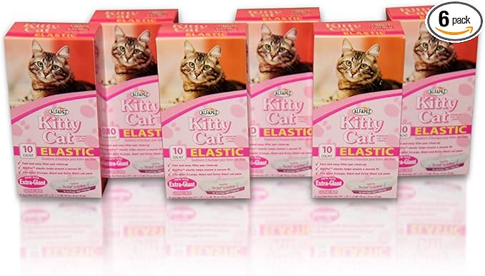 Alfapet litter box bags liners Disposable, Elastic, 60 Count For Large, X-Large, Giant, Extra-Giant Size Litter Boxes- With Sta-Put Technology Firm, Easy Fit Clever Waste Cleaners, Pack of 6