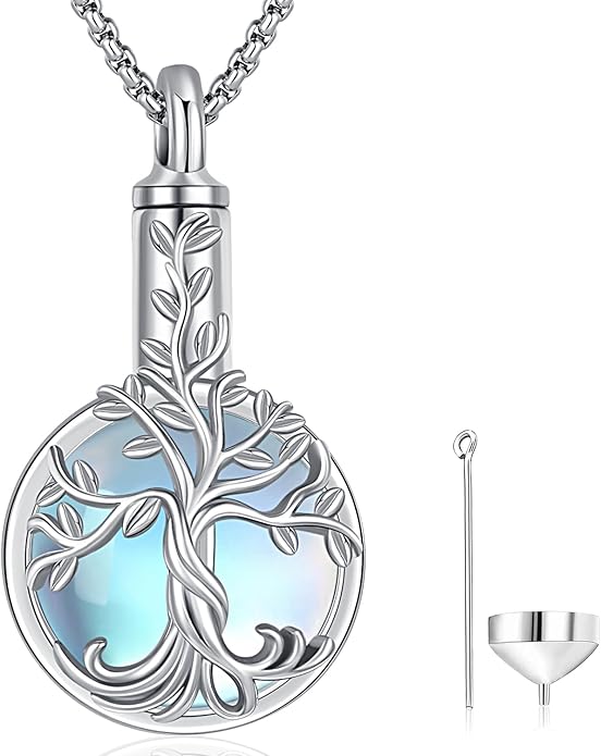 Aniu Cremation Jewelry for Ashes S925 Sterling Silver Urn Necklace Memorial Necklace for Human Ashes of Loved Ones Keepsake Pendant for Men Women