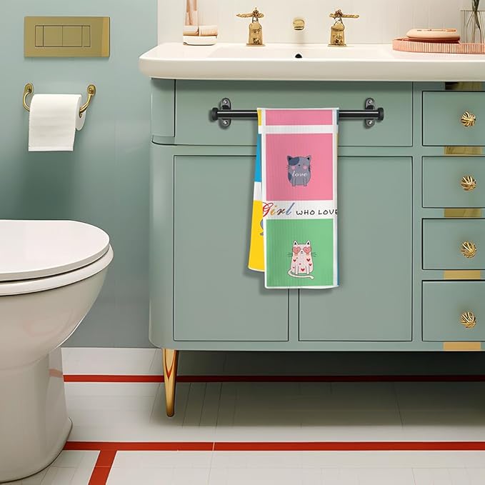 Cat Kitchen Towels,Cat Dish Towels,Cat Towels,Cat Hand Towel,Decorative Kitchen Towels,Dish Towels for Kitchen Decorative,Decorative Towels for Bathroom,Black Cat Decor,Black Cat Gifts for Women