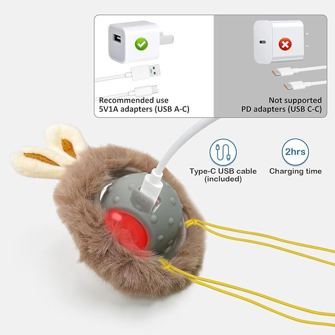 Motion Activate Interactive Cat Toys - Automatic Moving Ball Toys for Indoor Cats, Self Rotating Ball with Lights, Electric Cat Mice Toys, USB Rechargeable, Auto On/Off