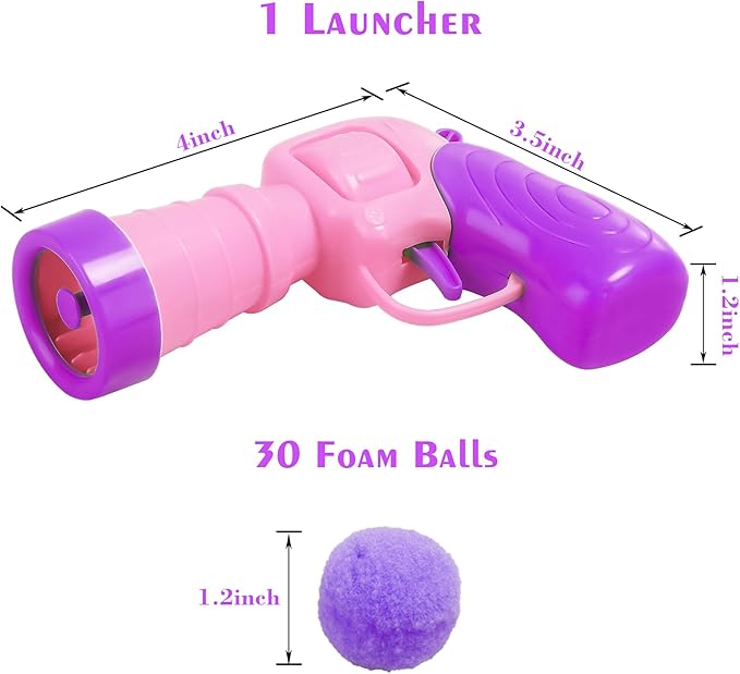 Mewlmart Cat Toys Interactive for Indoor Cats Kitty Toys Cat Toys for Indoor Cats Pom Pom Balls Cat Ball Toy Plush Ball Launcher for Cats Puff Balls Cat Enrichment Toys 30 Balls