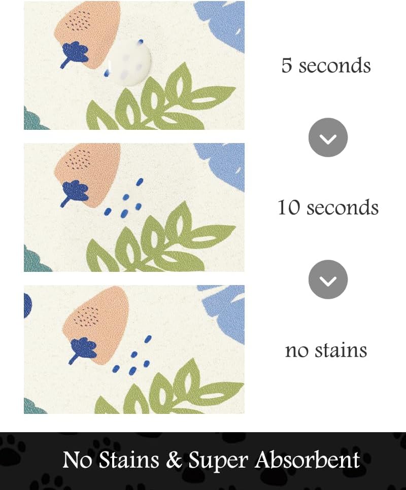 Pet Feeding Mat-Absorbent Dog Mat for Food and Water Bowl-No Stains Quick Dry Water Dispenser Mat-Dog Accessories Pet Supplies-Bowl for Messy Drinkers（LIGHTFLOWERS,16"x24"