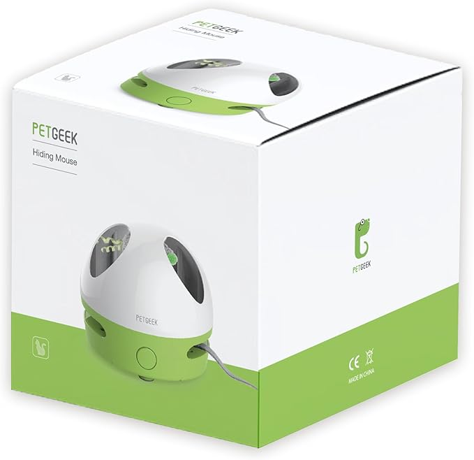 PETGEEK Interactive Cat Toy, Hide Mouse Cat Toy with Squeaky Mouse, Electronic Automatic Cat Toys with Catnip Filled Hidey Mouse, Best Gift for Birthday, Thanksgiving, Christmas, New Year