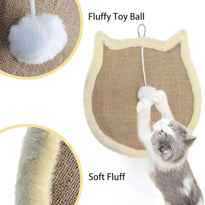 Nanu Lopez Cat Scratching Wall Pad, Premium Plush Small Scratcher Post with Hanging Ball for Indoor Cats, Durable Recyclable
