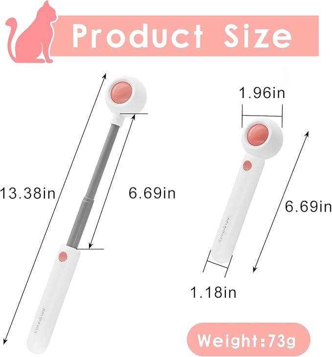 Andiker Cat Teaser Stick, Retractable Cat Wand with Replacement Head, Cat Feather Toy, Cat Interactive Toy for Indoor Cats for Relief Boredom and Exercise (Pink)